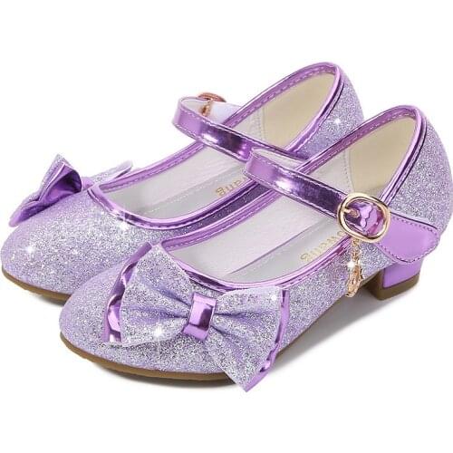 Kids Leather Butterfly Knot Shoes Casual Glitter Children Girls Shoes