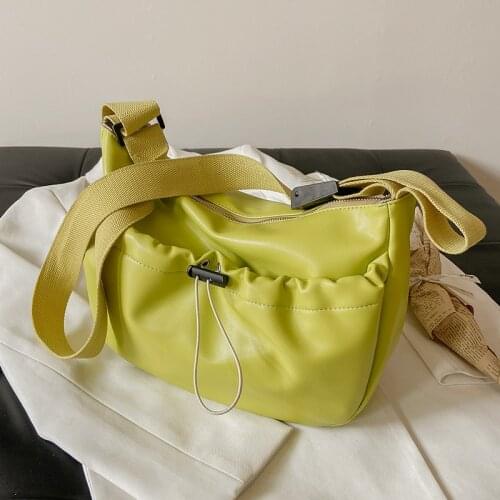 Drawstring Designer Small PU Leather Shoulder Crossbody Bags for Women 2021 Summer Trends Handbags and Purses Female Green