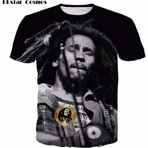 PLstar Cosmos Reggae Star Bob Marley Prints t shirts Men Women Popular Hip Hop Rock Style t shirts Hipster 3D t shirt Tees tops
