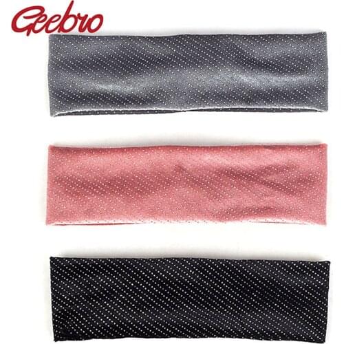 Geebro Women Rhinestone stripe Headband Turban Solid Ribbed Warmer Hairband Elastic Hair Bands Girls Lady Head Band Headdress