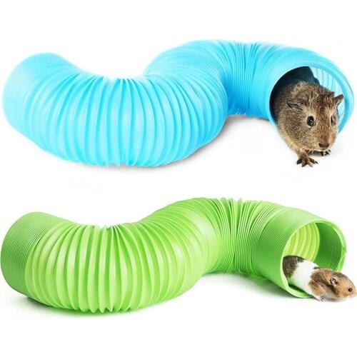 Pet Hamster Tunnel Toy Stretchable Solid Color Exercise Training PP Pet Toys 20cm x 10cm