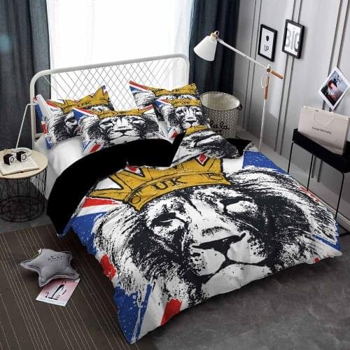 Lion 3D Printed Bedding Set American Flag Duvet Cover Sets Comforter Bed Linen Twin Queen King Single Size Dropshipping