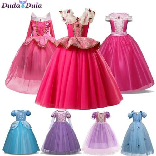 Sleeping Beauty Cosplay Costumes Evening Party Dresses Anime Princess Costume Elegant Dresses for Girls Fluffy Dress for Girls