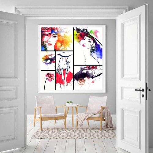 The Beauty Of Fashion Girl Pictures Living Room Square Sizes Wall Art Decor No Frame Poster Oil Painting Decoration