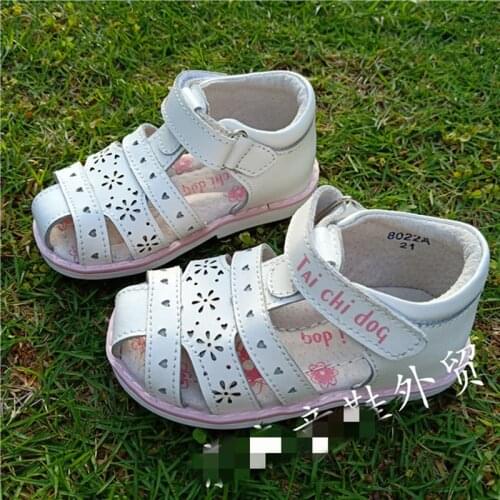 Summer 1pair girl Genuine Leather Orthopedic Shoes arch support Children Leather Kids Sandals