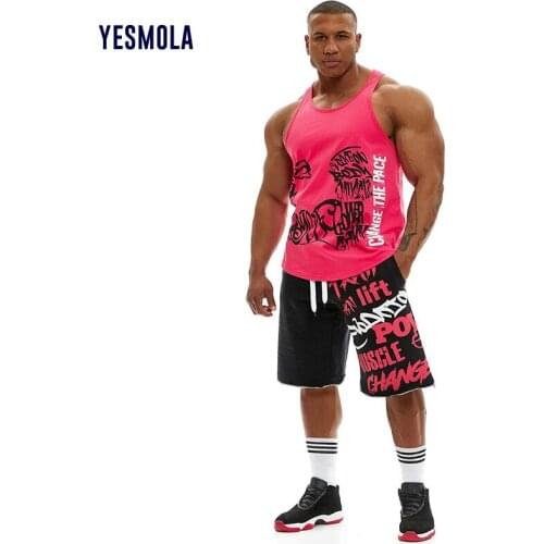 YESMOLA Summer Mens Sports Leisure Exercise Running Vest 2piece Suit Mens Gym Fitness Vest Muscle Sport Jogging Exercise Shirt