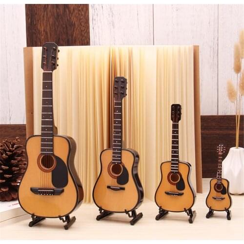 Mini Full Angle Folk Guitar Guitar Miniature Model Wooden Mini Musical Instrument Model Collection