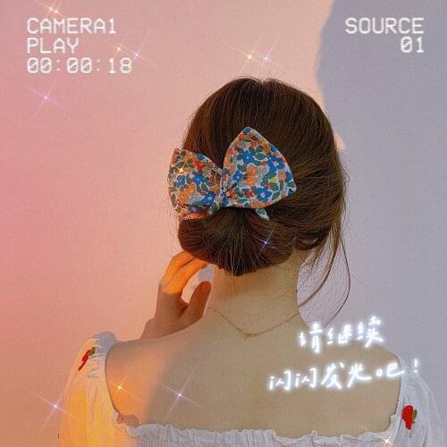 Fashion Print Magic Twist Clip Hair Scrunchie Bowknot Hair Rope for Women Girls Ponytail Holder Hair Ties Elastic Hair Bands