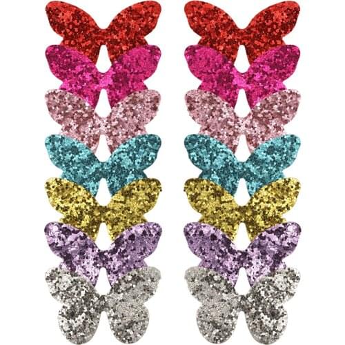 XIMA 20pcs/lot Cartoon DIY Hair Accessories Set Glitter Butterfly Heart Sequin Bow Handmade Headwear