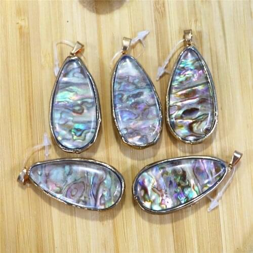2021 New Natural Abalone Mother of Pearl Carved Water Drop Shell Charms for DIY Jewelry Making Necklace Pendant Findings