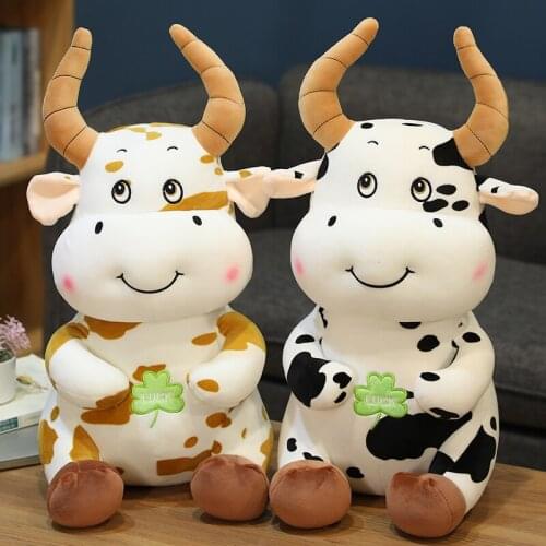 30-80CM New Cow Plush Toys Cute Sitting Cow Pillow Fashion Cow Stuffed Toys Childrens Cow Birthday Gift