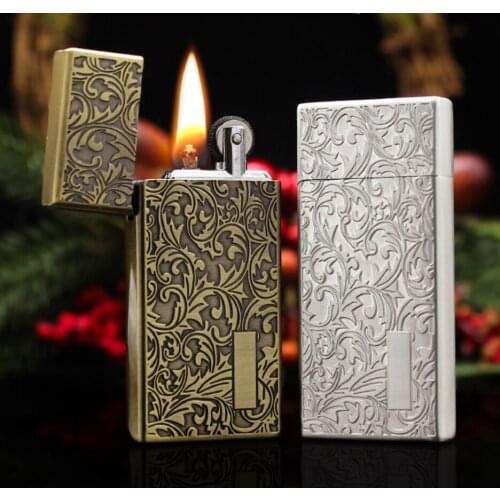 New Ultrathin Metal mythical wild animal Kerosene gasoline petroleum oil Cigarette lighter Mini Vintage grinding wheel Men Gift