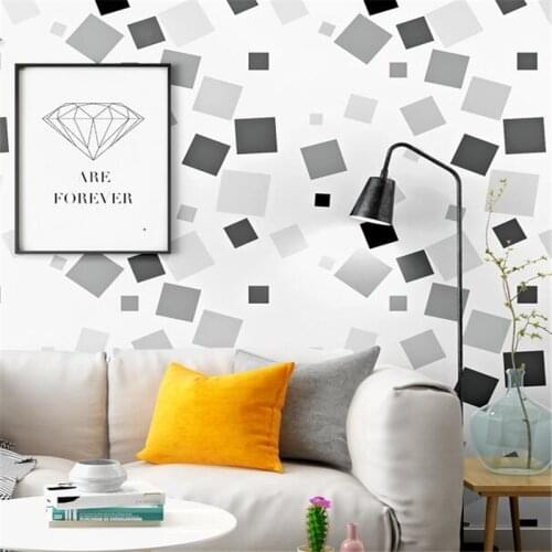 Wellyu Nordic style wallpaper TV background black and white plaid geometric bedroom living room modern minimalist wallpaper