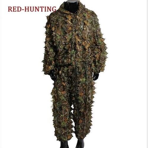 Hunting Ghillie Suit 3D Camo Bionic Leaf Camouflage Jungle Woodland Birdwatching Poncho Manteau Hunting Clothing