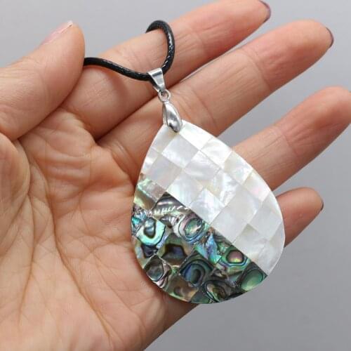 Natural Shell Necklace With Drop-Shaped Pendant Leather Cord 2MM Charms For Elegant Women Love Romantic Gift