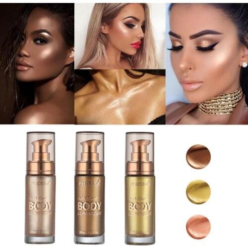 PHOERA 30ml Shimmer Liquid Foundation Highlighter Copper Color Face Body Makeup Bronzers Cream Concealer Lotion Make Up TSLM2