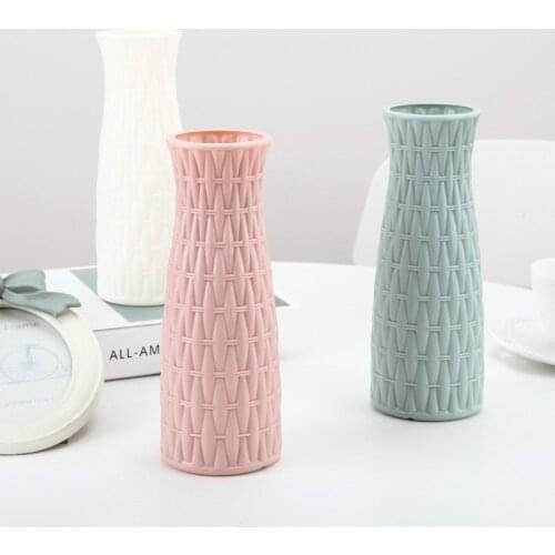 Plastic Vase Big Flower Vase Imitation Glaze Flower Pot Table Arrangment Home Decoration Anti-Fall Flower Arrangement Container