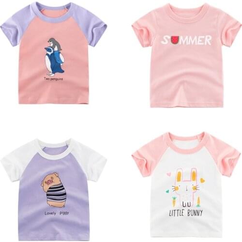 Hot Childrens Short Sleeve T-shirt Cotton T-shirts Cute Cartoon Kid Girls Tops T shirts Childrens T-shirt summer