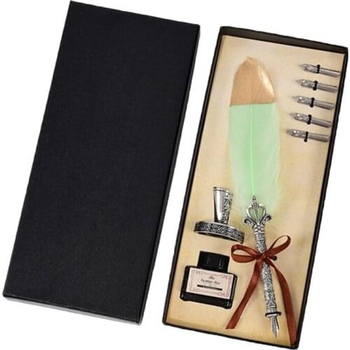 1XCB Calligraphy Feather Pen Antique Feather Pen Quill Pen Dip Pen With Envelope Knife Envelope Writing Paper Calligraphy Pen