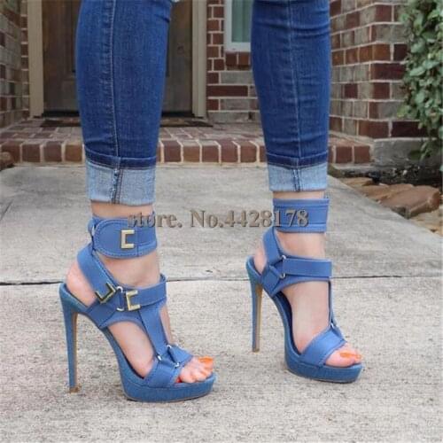 New Fashion High Heels Platform Sandals Desinger Metal Buckle Strap Bridal Shoes Woman Open Toe Gladiator Sandals Women 2020