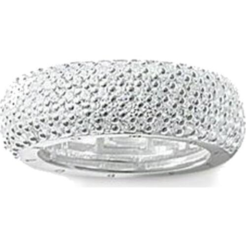 Silver Rings with Five Rows White CZ Pave, Trendy Wax Set Eternity Love Thomas Style Ring Jewelry Bijoux Gift for Women Men