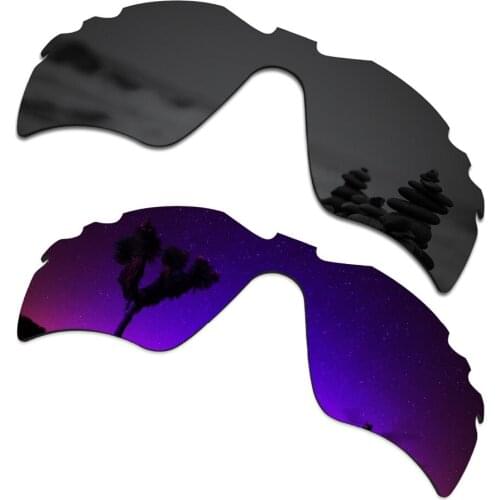 SmartVLT 2 Pieces Polarized Sunglasses Replacement Lenses for Oakley Radar Path Vented Stealth Black and Plasma Purple