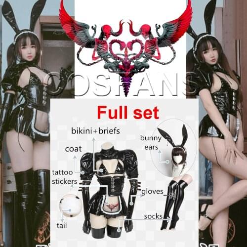 Sexy Darkness maid bunny girl cosplay costume private photo shoot cosplays costume sexy lingeries bikini Full set Wig shoe
