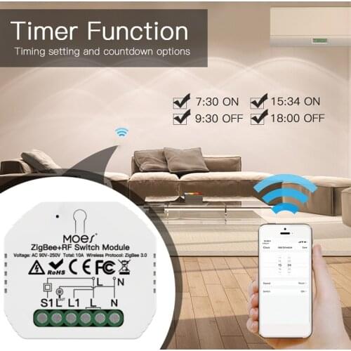 10A Tuya ZigBee 3.0 Smart Light Switch Relay Module 1 Gang Zigbee RF Switch Module Remote Work With Alexa Google Home