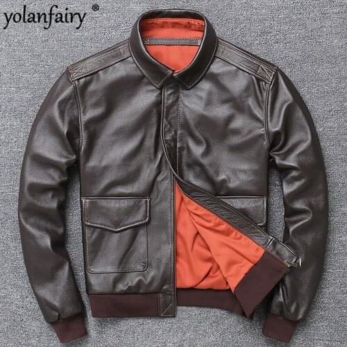 Vintage Genuine Leather Jacket Men Cow Leather Jacket Korean Motorcycle Bomber Mens Leather Jacket Jaqueta De Couro 1792 YY1002