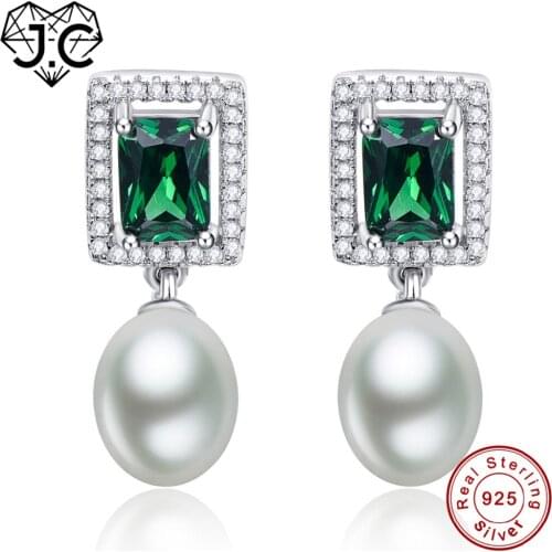 J.C For Women Anniversary Emerald & Blue White Topaz Fine Jewelry Earrings Genuine 925 Standard Sterling Silver Earrings