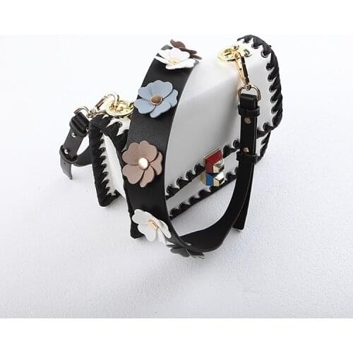 Strap you Flower women bag strap with leather Female bag part Female handbag accessories Gifts bel Gold and silver