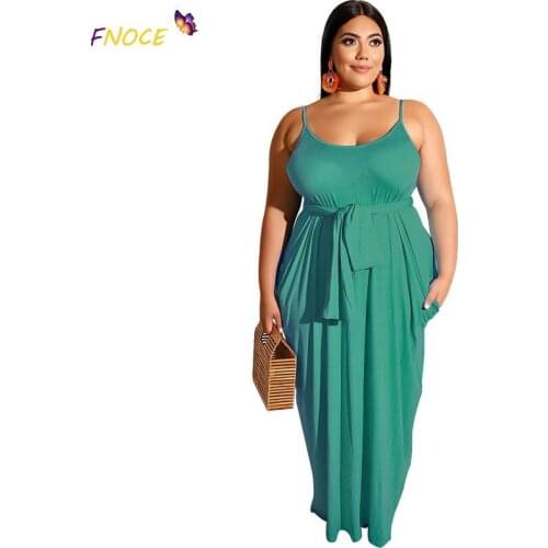 FNOCE Soild Color Woman Dresses Urban 2021 Summer Womens Clothes 5XL Plus Size Sexy Strap Tube Top Loose Backless Dress + Belt
