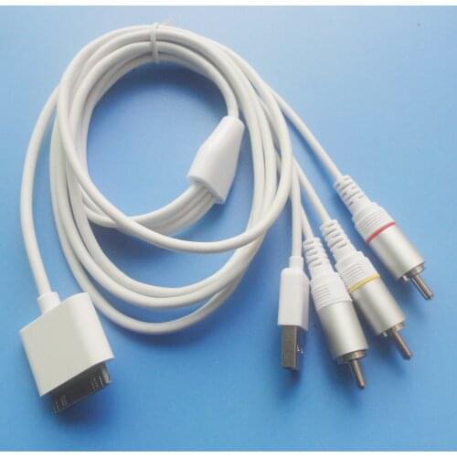 1.5m 30 pins to USB AV cable Audio Video RCA Adapter for iPad 3 iphone 4S AUX jack data trasfer cable
