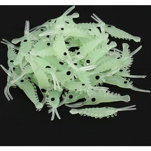 100pcs/lot Small Size Luminous Shrimp Fishing Lure Soft Fish Lure Fake Noctilucence Bait 3cm Shrimp Fishy Smell