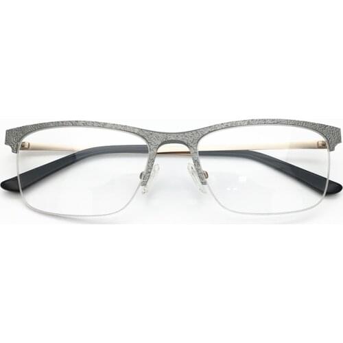 2019 New Arrival Half Rimless Alloy Silver Color Stone Material Front Rim Optical Eyeglasses Frame for Men and Women Eyewear