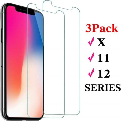 3 Pack Screenprotector for IPhone 11pro Xr X XS 12 Mini 11 Pro MAX Glass Screen Protector Case Protection for Iphone 11 Verre 9h