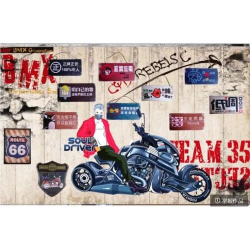 3d wallpaper custom photo any size Retro nostalgic motorcycle bar catering home decor 3d wall murals wallpaper for living room