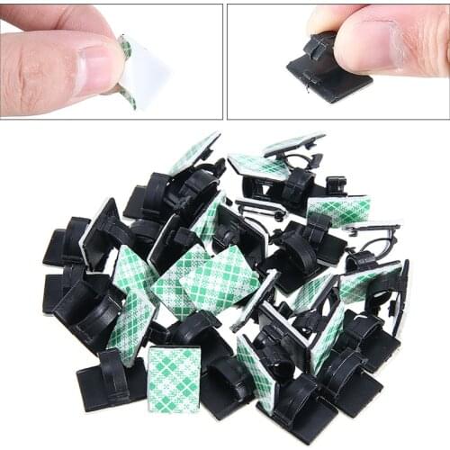 60pcs Self-adhesive Car Wire Clip Tie Space-saving Rectangle Cord Cable Holder Mount Clamp for Organizing Cables Mayitr