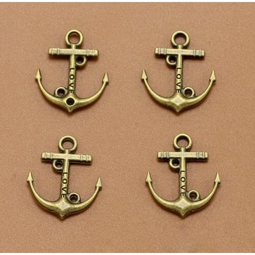 ANGRLY 10pcs 22*20mm Have Hook Up Fashion Alloy LOVE English Alphabet Anchor Pendant DIY Jewelry Accessories Hand Made Material