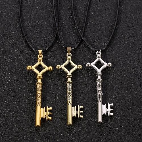 Anime Cosplay Jewelry Attack On Titan Eren Key Shingeki No Kyojin Necklace Vintage Rope Chain Pendant Necklace For Men Women