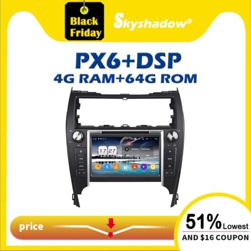 720P PX6 Car DVD Player DSP Android 10.0 4GB + 64GB Wifi Bluetooth 5.0 RDS RADIO GPS For Toyota CAMRY 2012-2017 USA middle east