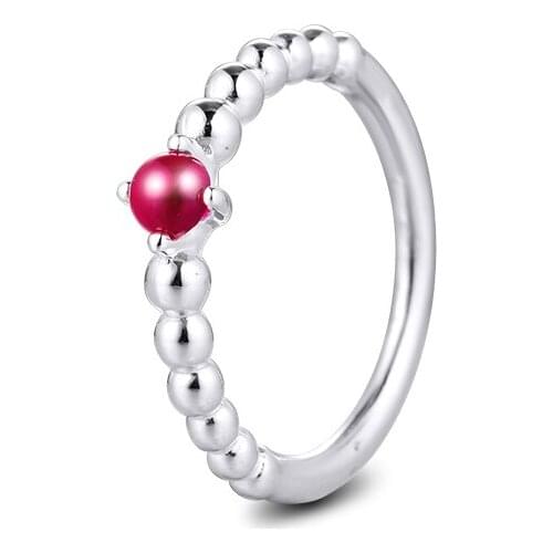 Blazing Red Beaded Rings 100% Authentic 925 Sterling-Silver-Jewelry Free Shipping