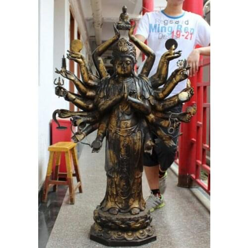 Fast shipping USPS to USA S1715 57" Tibet Bronze Buddhism Temple 1000 Arms Avalokitesvara Buddha Kwan-Yin Statue