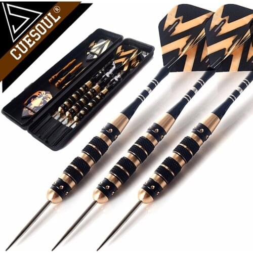 CUESOUL 20 Grams Steel Tip Brass Barrels Nickle Planting Darts Set with Aluminum Shafts and Case