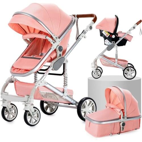 Baby Stroller 3 in 1 Portable Travel Baby Carriage Folding Prams Aluminum Frame High Landscape Car for Newborn Babyboomer
