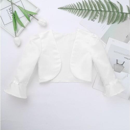 Kids Baby Girls Cardigan Coats Solid Color Flowers Princess Bolero Shrug Tops Long Sleeved Outwear Clothes for Wedding Party