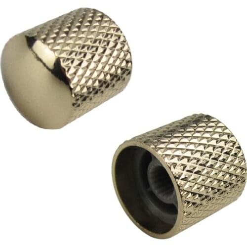 FLEOR 2pcs Dome Metal Electric Guitar Bass Knobs Speed Control Knobs Golden