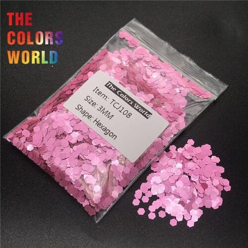 TCJ108 Pearlescent Matte Rose Red Color Hexagon Shape For Nail Glitter Nail Art Decorations Gel Makeup Facepaint DIY Accessorie