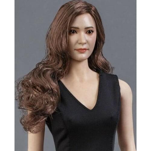 Custom Head Sculpt 1/6 Phicen TBLeague Kumik GAC Female Asian Black Hair Pale Color Head Sculpt Toys