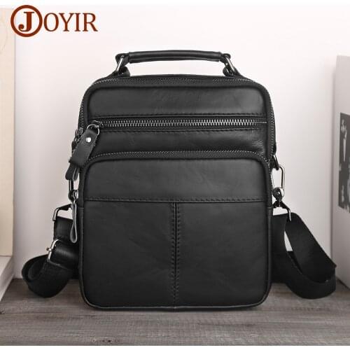 JOYIR Messenger Bag Mens Genuine Leather Crossbody Bags for Men Vintage Cowhide Shoulder Bag for 9.7" Ipad High Quality Handbag